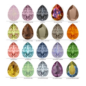 Swarovski Crystal 4320 Pear Fancy Rhinestones, 14x10mm Swarovski and Efsa Crystal, Plain and Colors with Effects, For Gluing, Metal Settings