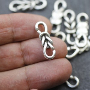 10 Amuletos de conector de nudo de cuerda, plata antigua, amuletos de nudo, amuletos de marinero Pulseras Amuletos de pendientes Suministros de fabricación de joyas ZM64 AS
