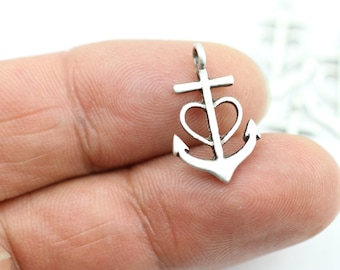 20 Faith Love hope anchor charms Pendant Love Charms Sterling Silver Plated Antique silver tone, Zamak Earring Component, ZM845 AS