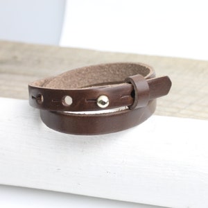 Double wrap Genuine Leather Bracelet, Chocolate Brown Wrapped Bracelet, Adjustable leather bracelet, Gift Women Men Leather bracelet,LB43-63