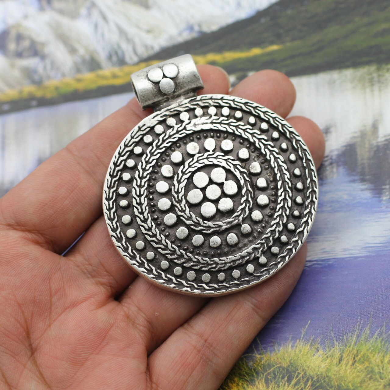 Silver Round Pendant, Circle Pendant, Pendant Necklace Silver Round Pendant, Circle Pendant, Pendant Necklace
