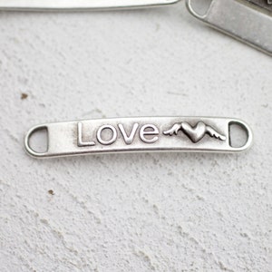 10 Silber Liebe Verbinder, Armband Verbinder, Sterling silber plattiert, Freundschaftsarmband herstellung, Wholesale Schmuck, ZM579 AS