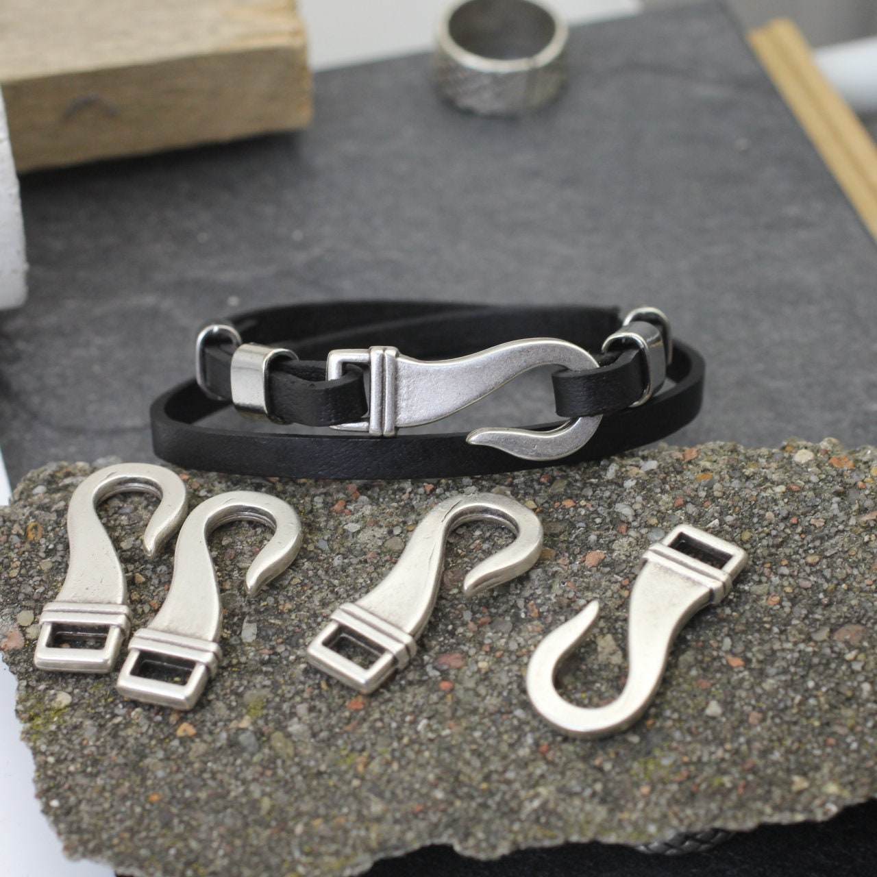 5 Hook Bracelet Clasp Clasps for Leather Bracelets Silver Etsy