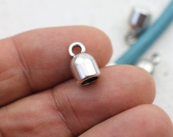 10 Sterling Silver Plated End Caps, 9mm Hole, Jewelry Supplies