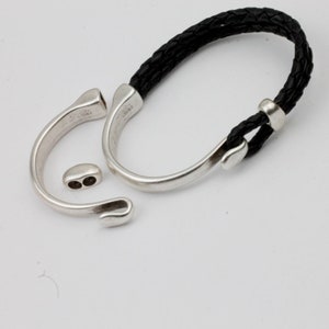 1 Set Antique Silver Hook Clasp, Half Cuff Bracelet Findings, Bracelet Clasps making, Man leather bracelet, women leather bracelet, ZM124 AS