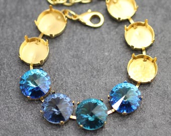 14mm Crystal Bracelet Setting: Brass Bezel Cup Chain for Swarovski Rivoli, FA3