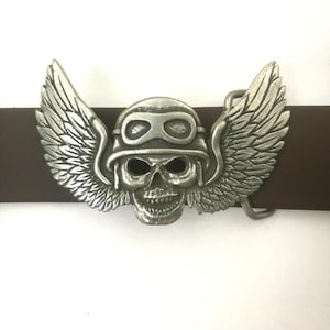 Hebilla de cinturón de motociclista con calavera, hebilla de cinturón con el ángulo de la muerte, accesorio para motociclista, hebilla de cinturón estilo rockero, hebilla de cinturón gótica, plata oscura, GS264ds