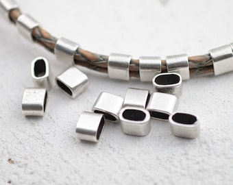 20 perles coulissantes plaquées argent sterling, perles à écraser en zamak (9 x 7 mm)
