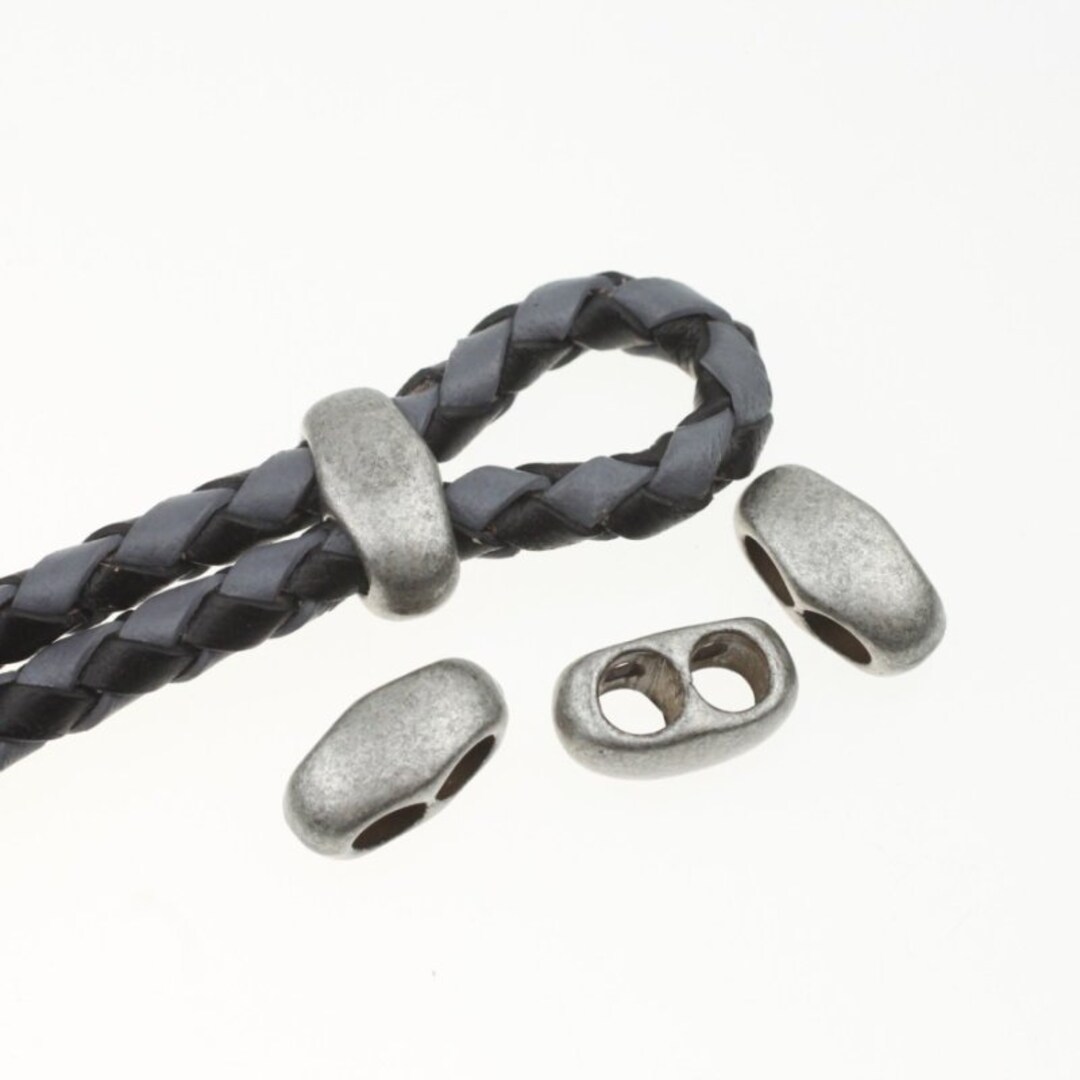 10 Dark Silver Two Hole Beads, Slider Beads, Jewelry Accessories