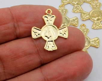 10 Breloques croisées, Pendentifs croisés, Charme religieux, Croix d’argent, Argent ancien, Charme en gros, Fourniture de fabrication de bijoux, ZM1003 GO