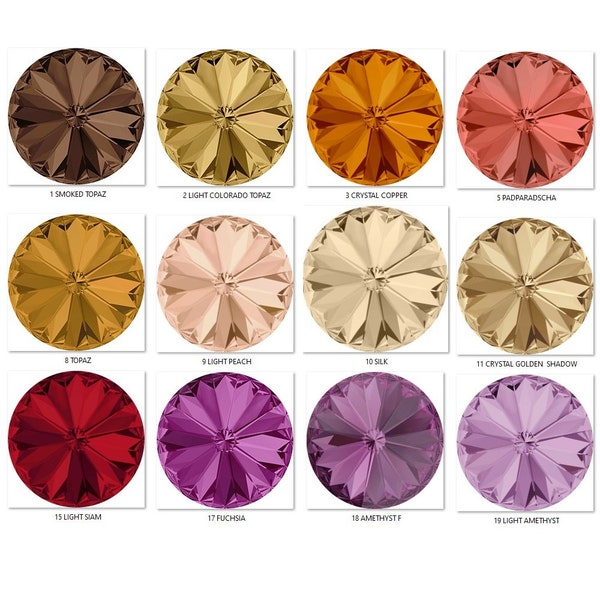 12 mm Swarovski Crystal 1122 Rivoli Round Stones Crystals - Various colors - For jewelry and accessories: gluing & setting