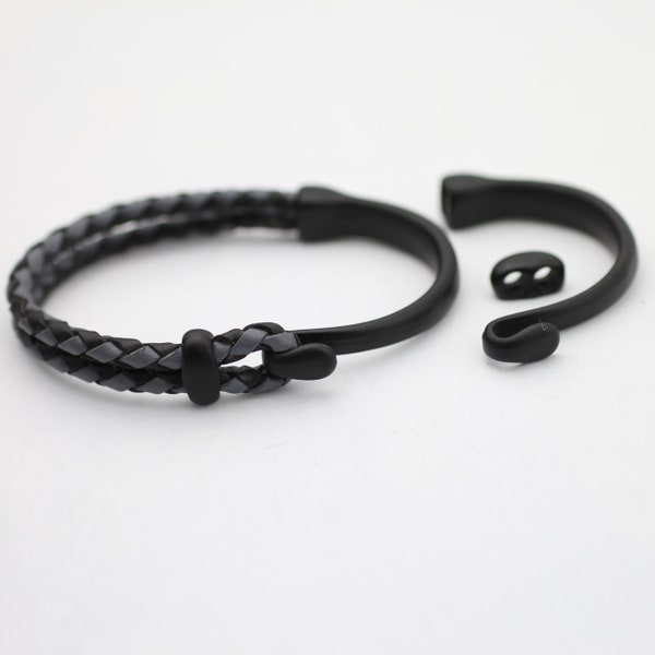 1 Set Matte Black Hook Clasp, Half Cuff Bracelet Findings, Bracelet Clasps making, Man leather bracelet, women leather bracelet, ZM124 MB