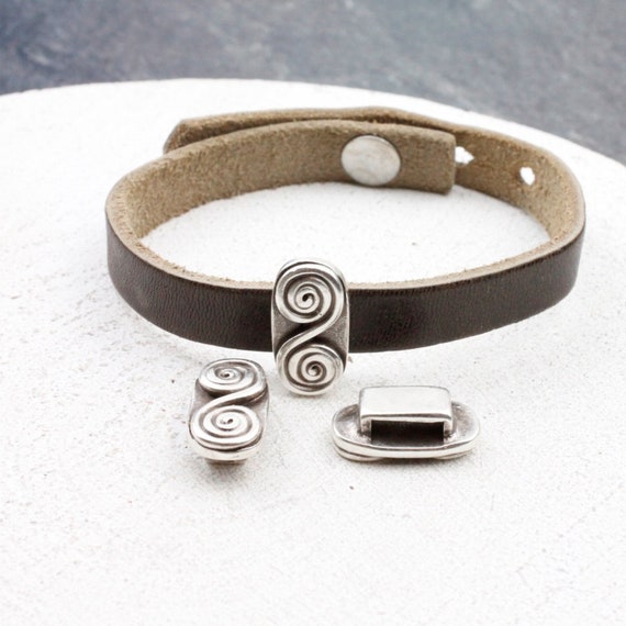 10 Slider Beads, Bracelet Making Supplies, Leather Cord Slider