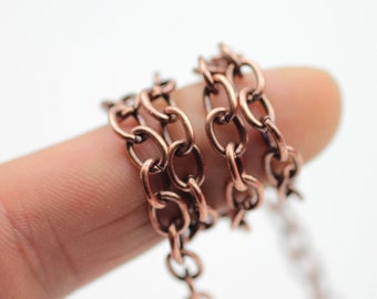Cadena de joyería de metal de cobre antiguo, venta al por mayor