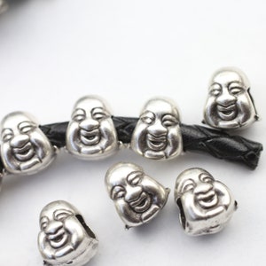 10 Buddha Head Beads, Buddha Charms, Large Hole Beads, for Jewelry Making Supply, High Quality Wholesale Beads, ZM366 AS