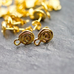 5 Pairs Earring Findings, Ear Posts with Loop, Gold Plated Earring Making Supplies, Wholesale, Jewelry Supplies, ZM1027 GO