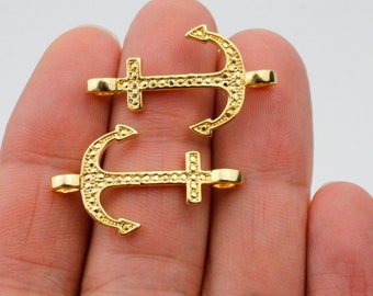 5 Anker Charms, Vergoldetes Anker Armband, Armband Verbinder, Schmuckzubehör zum Großhandelspreis, ZM988 go