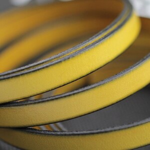 Cordón de cuero plano amarillo para bisutería, piel auténtica, 50 cm, color amarillo