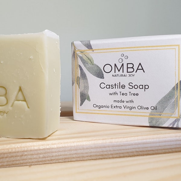 Castile Soap Organic with Tea Tree | Handmade Soap UK | Vegan and Organic | Extra Virgin Olive Oil | Sensitive skin | Sensitive skin