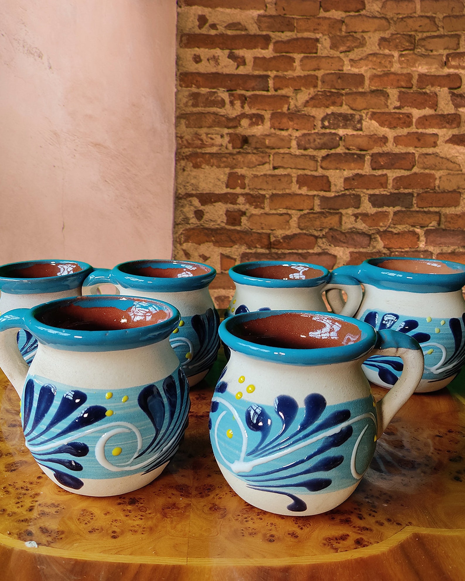 Set of 6 Blue Handmade Mexican Mugs / Jarrito - Etsy