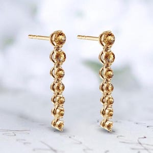 Long Dangle Citrine Earrings For Women 14k Gold Citrine Drop Earrings Yellow Gemstone Earrings 925 Sterling Silver Earrings Gift For Women