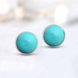 Turquoise Stud Earrings For Women 925 Sterling Silver Earrings Unique Wedding Earrings Turquoise Gemstone Earrings Minimalist Stud Earrings