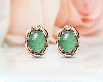 Green Strawberry Quartz Earrings 925 Sterling Silver Earrings Vintage Wedding Earrings Antique Stud Earrings Unique Anniversary Gift For Her