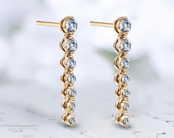 Natural Aquamarine Earrings For Women 14k Gold Aquamarine Wedding Earrings Unique Dangle Drop Earrings Women Handmade Earrings Gift For Her