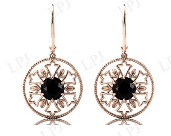 Vintage Black Onyx Earrings For Women Art Deco Wedding Earrings Black Gemstone Earrings Antique Women Earrings Unique Anniversary Gift