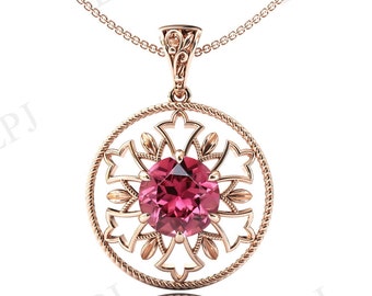 Vintage Pink Tourmaline Pendant For Women Art Deco Necklace Pink Gemstone Pendant Antique Women Pendant Anniversary Gift Vintage Pendant