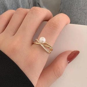 Art Deco Pearl Engagement Ring For Women 14k Gold Fresh Water Pearl Wedding Ring Unique Pearl Promise Ring 925 Sterling Silver Pearl Ring