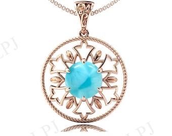 Vintage Larimar hanger voor vrouwen Art Deco Larimar antieke bruiloft hanger vrouwen verklaring hanger rose goud larimar ketting cadeau voor haar