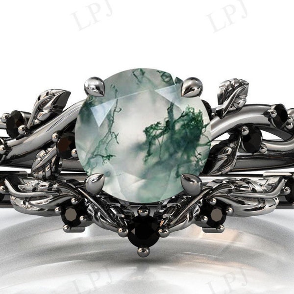 Moss Agate Engagement Ring - Etsy