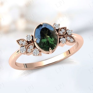 Vintage Moldavite Engagement Ring For Women Unique Moldavite Wedding Ring Art Deco Green Gemstone Ring Antique Moldavite Bridal Promise Ring