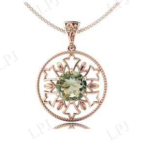Green Amethyst Pendant For Women Art Deco Wedding Necklace Antique Style Pendant Women Statement Pendant Green Gemstone Pendant Gift For Her