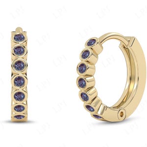 Aros minimalistas de alejandrita para mujer, aros nupciales de alejandrita en oro de 14 k, aros únicos y pequeños con piedras preciosas