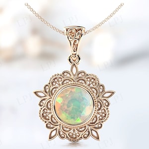 Art Deco Opal Pendant For Women Vintage Filigree Design Wedding Pendant Antique Milgrain Style Pendant Women Statement Pendant Gift For Her