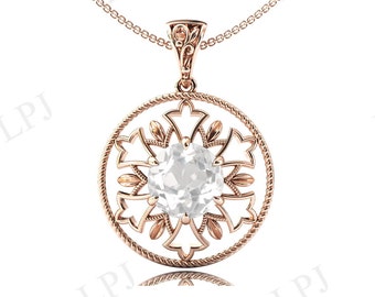 Ciondolo Topazio Bianco Per Donna 925 Argento Sterling Ciondolo Matrimonio Topazio Bianco Ciondolo Sposa Antica Donna Anniversario Regalo Ciondolo Vintage