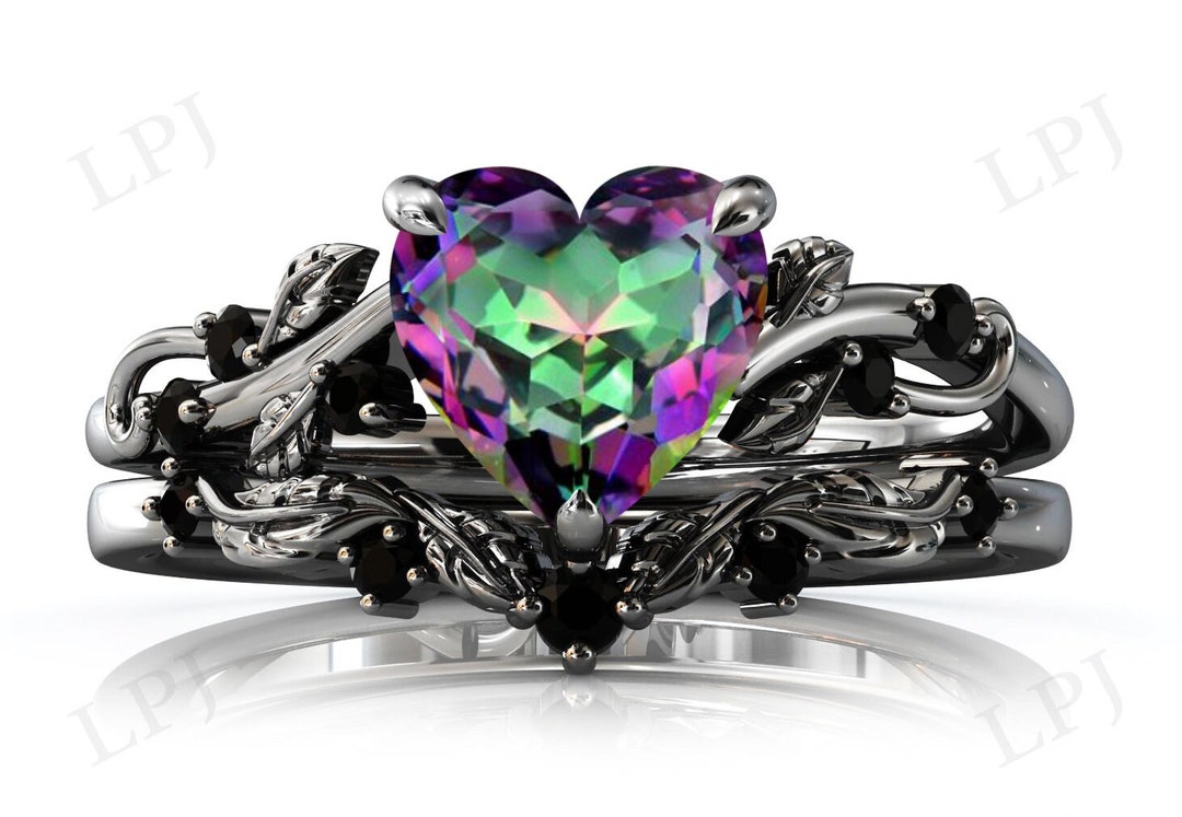 Bio Color Mystic Topaz Engagement Ring Set for Women 925 Silver