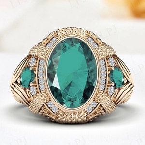 One Of A Kind - Vintage Paraiba Tourmaline Engagement Ring For Men Art Deco Signet Ring Gift For Him Antique Men Wedding Ring Statement Ring