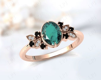 Paraiba Tourmaline Engagement Ring For Women Vintage Wedding Ring 14k Rose Gold Paraiba Tourmaline Bridal Ring Unique Promise Ring For Her