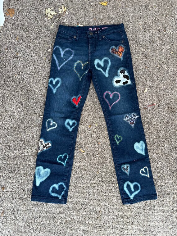Heart Graffiti Denim Handpainted 