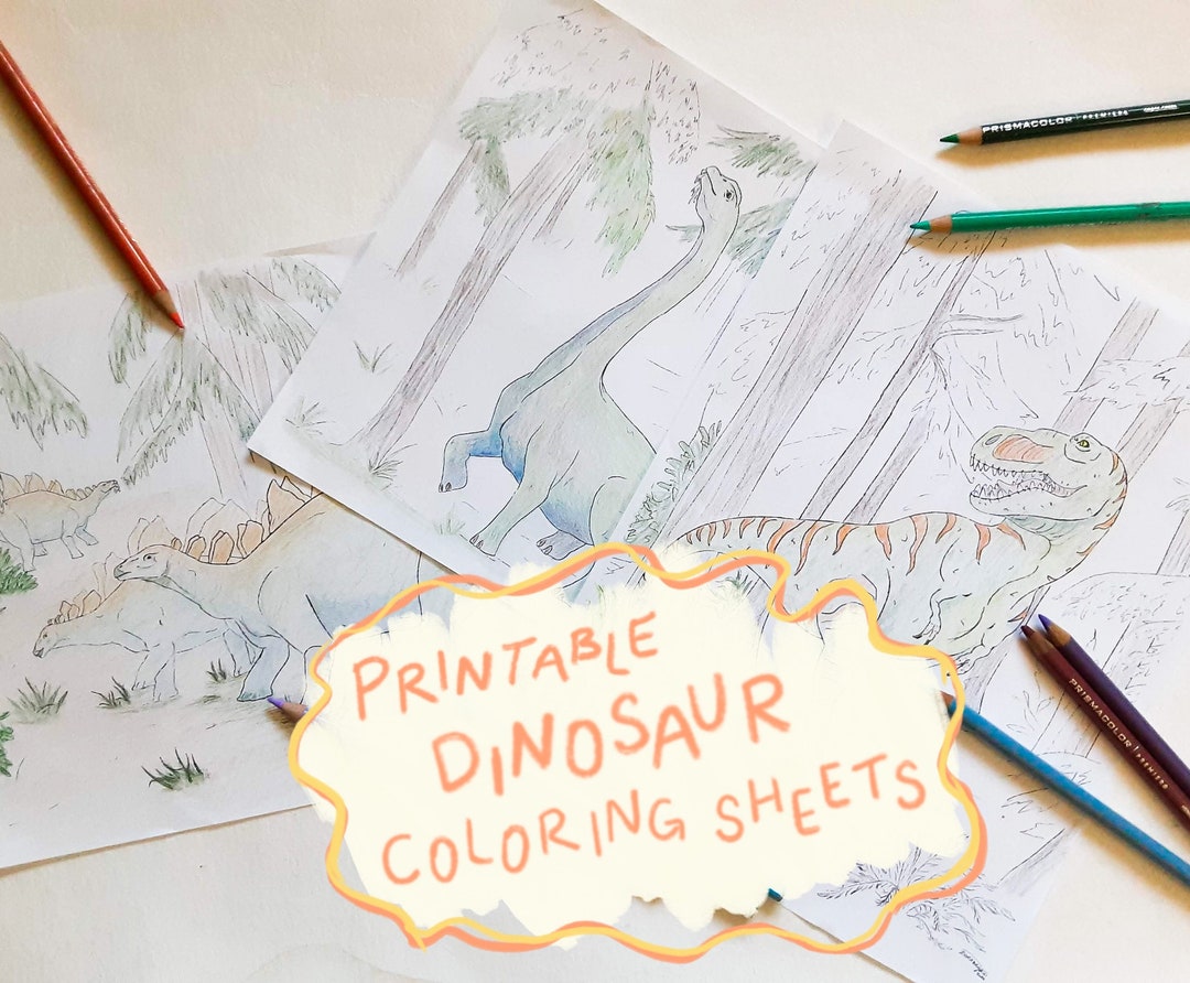 Dinosaur Coloring Sheets - Printable - Etsy