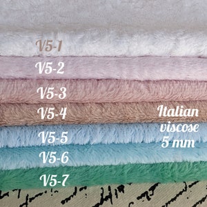 Italian viscose with 5mm pile. 1/8 hand-dyed viscose for teddy making. faux fur for stuffed toys.