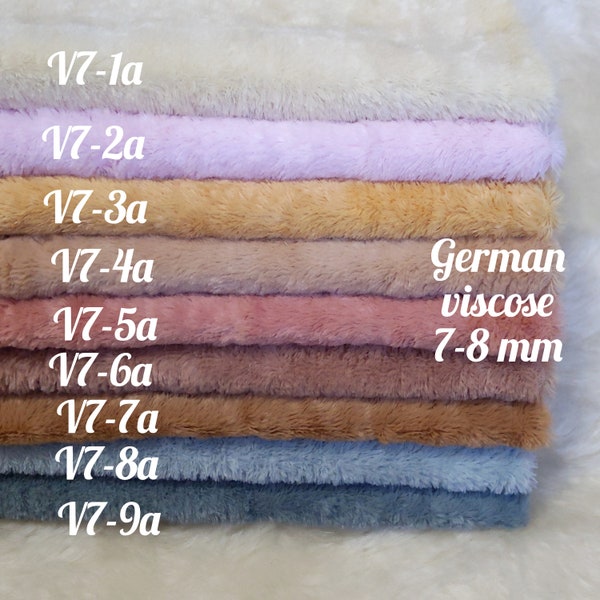 1/8 German Viscose with soft 7-8 mm pile for teddy bear. Hand dyed viscose for toy. Soft plush for teddy. Faux fur for toy.