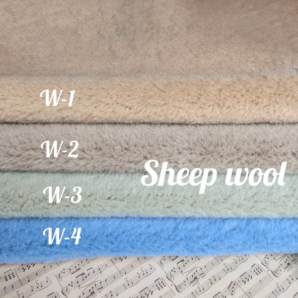 Sheep wool. 1/8 German fabric for teddy making.  Dense, straight sheep wool with ± 12 mm pile. Faux fur for toys.