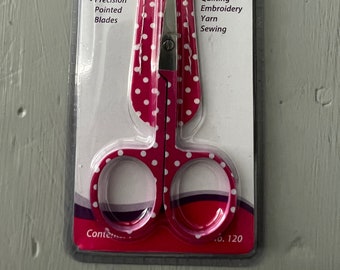 Pink Polka Dot Scissors with matching Sheath, 3.75" Long