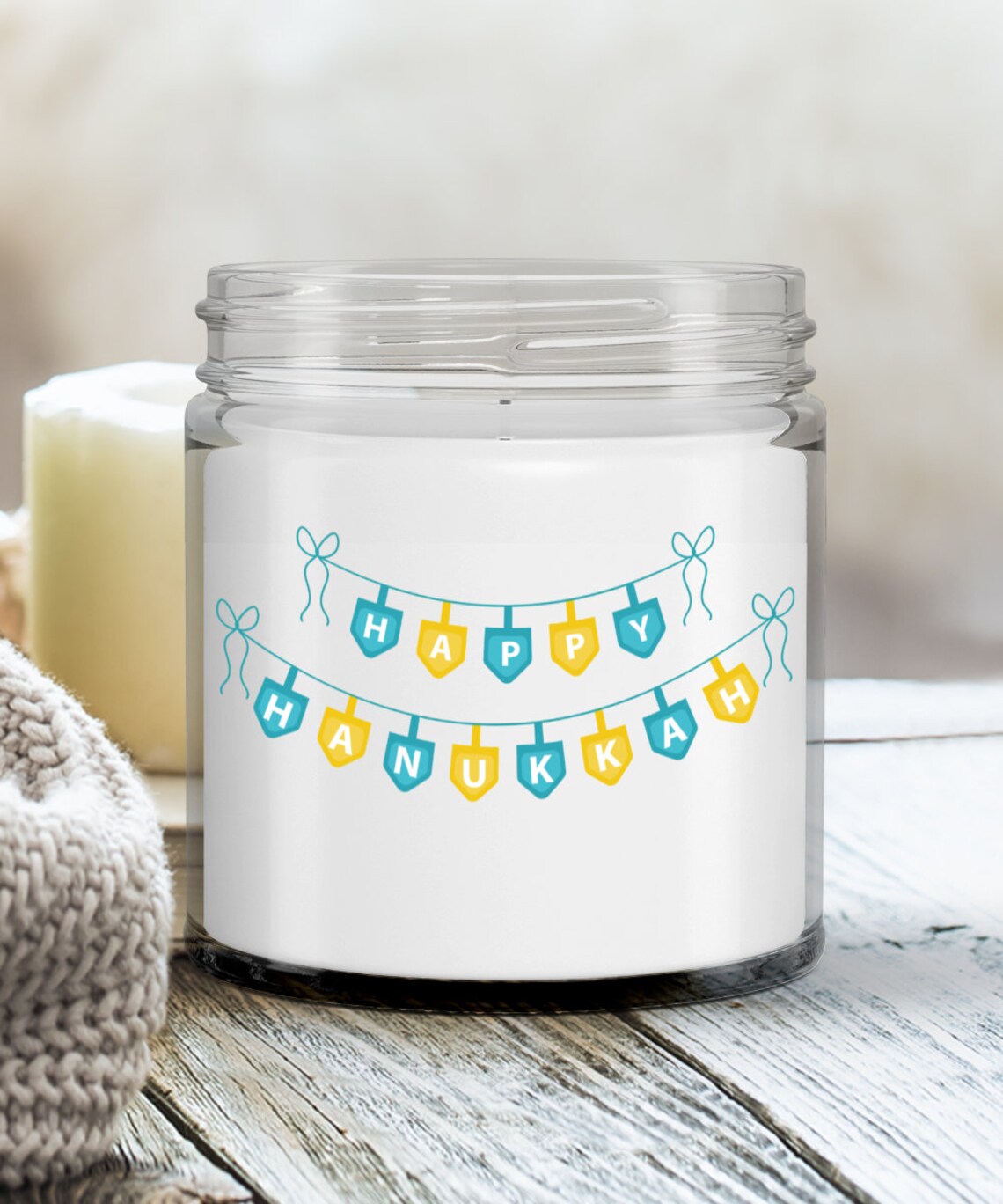 Hanukkah decor soy candle vanilla scented happy hanukkah Etsy