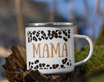 MAMA Leopard Print Emaille Tasse, MAMA Leopard Print Tasse, MAMA Becher, Mama Geschenk, Mama Weihnachtsgeschenk
