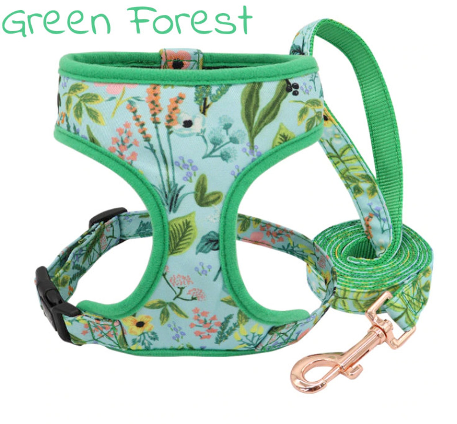 Floral Dog Harness Floral Dog Leash No Pull Harness Floral Etsy